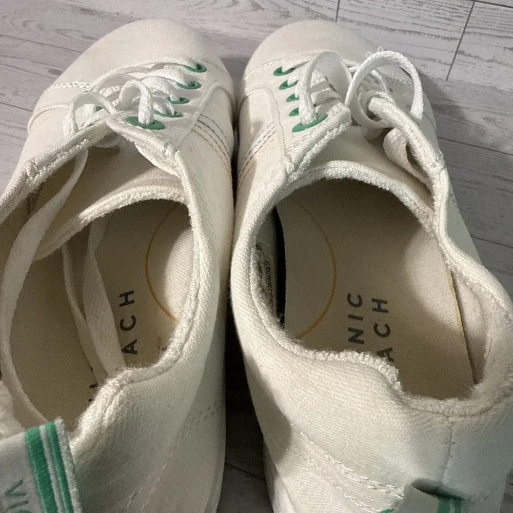 Vionic Beach Stinson Sneakers Sz 10 White Canvas Comfort Walking Lace Up Shoes